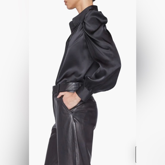 FRAME Gillian Long Sleeve Black Silk Top, M - Picture 3 of 13